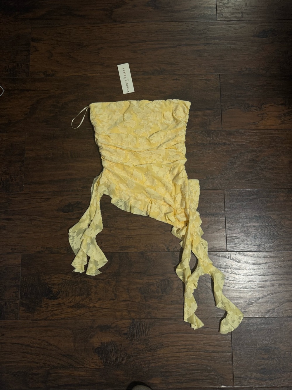 Thirty Thirty LA Yellow Ruched Strapless Top